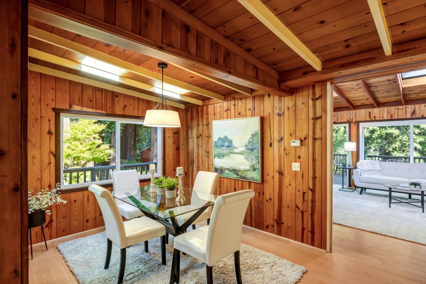 220 Lazy Woods Road Felton, CA 95018 - Photo 8 of 69 a dining room with furniture and floor to ceiling windows