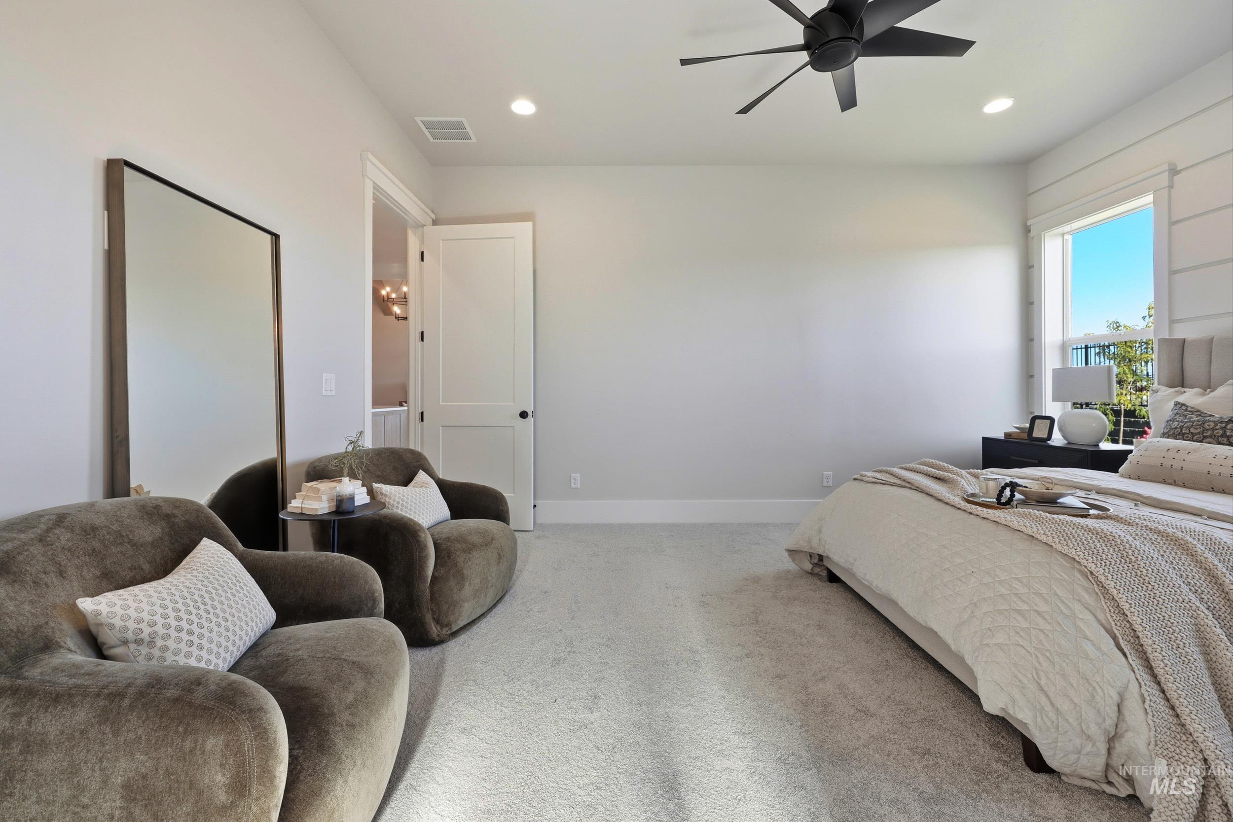 6771 South Messner Way Meridian, ID 83642 - Photo 24 of 45 Carpeted bedroom featuring recessed lighting and ceiling fan