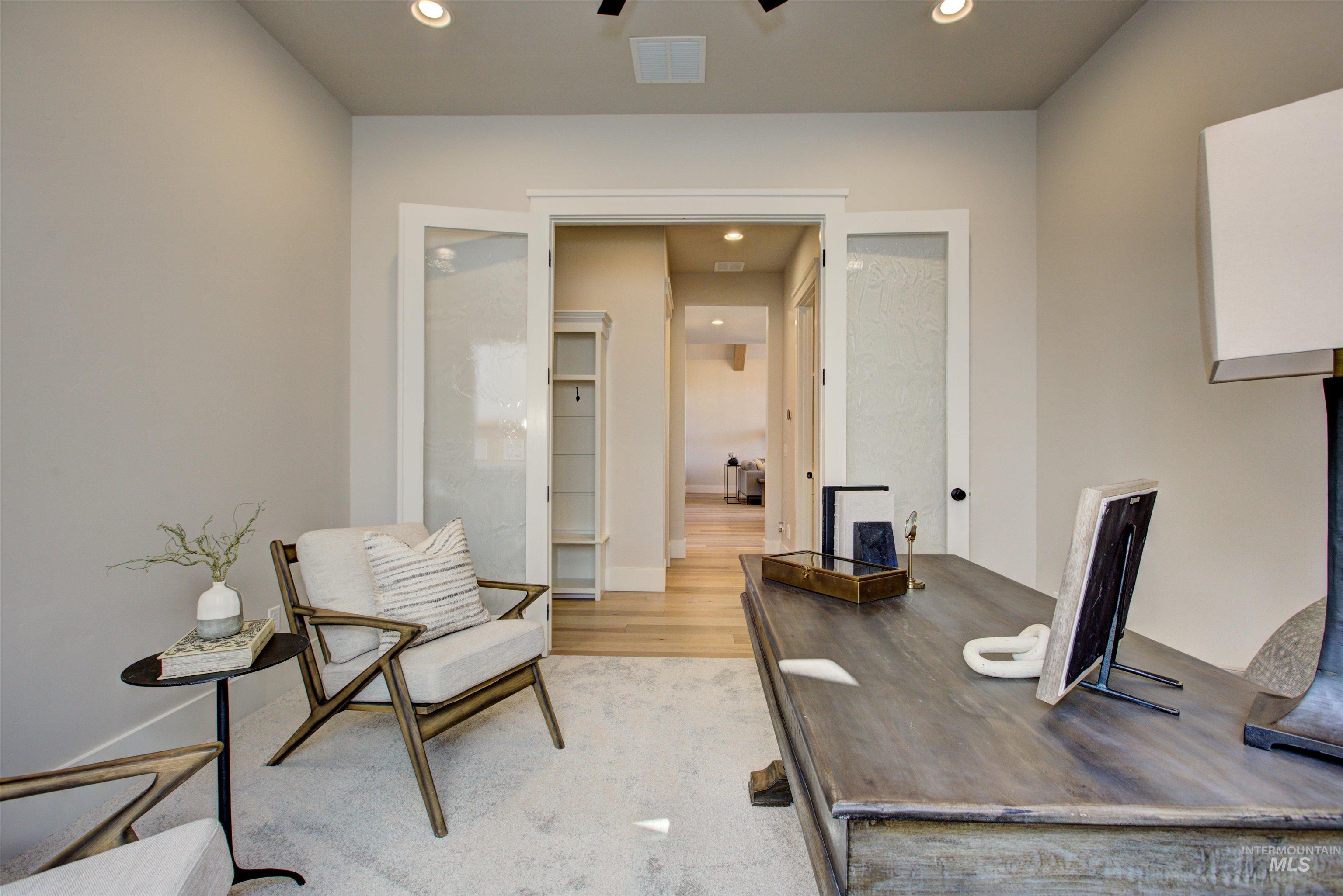 6771 South Messner Way Meridian, ID 83642 - Photo 42 of 45 Office space featuring recessed lighting, light wood finished floors, and ceiling fan
