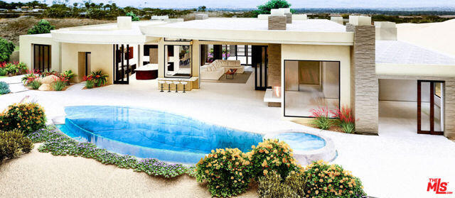 a view of a house with floor to ceiling windows and a basket ball poll