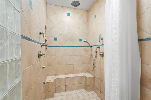 a bathroom with a shower