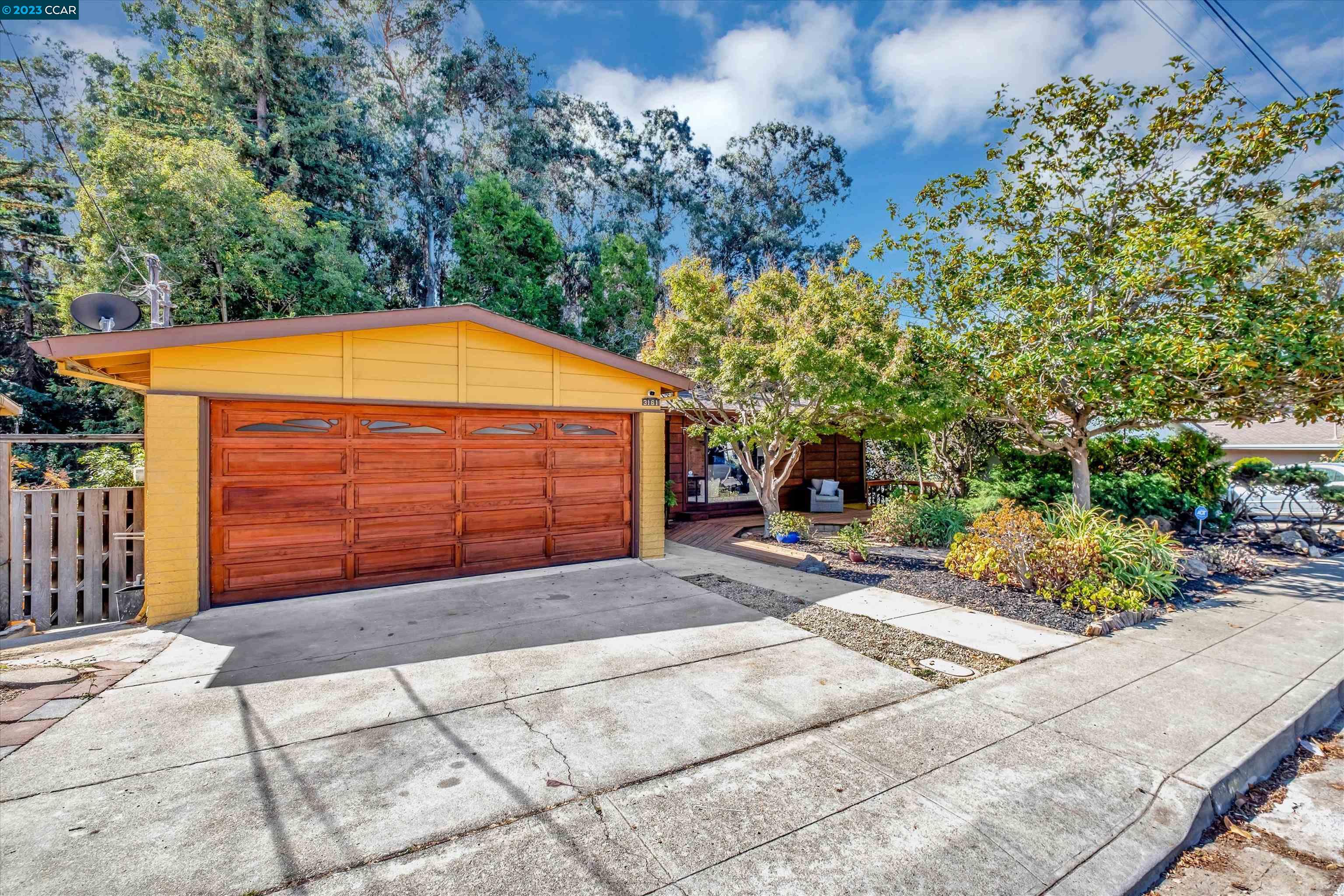 a view of backyard with a patio and plants
