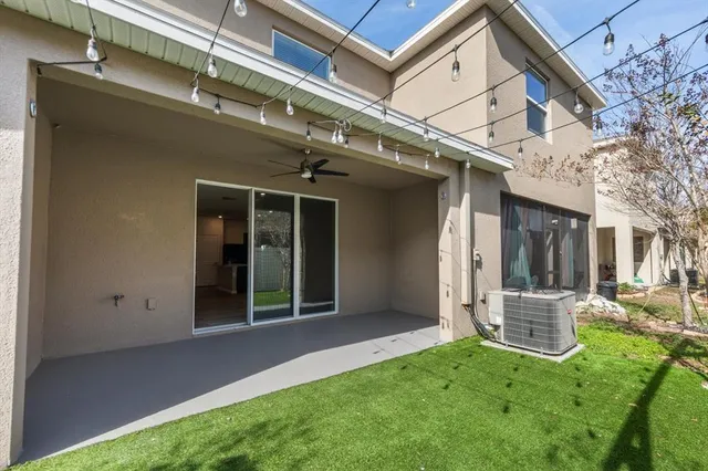 an empty room with wooden door