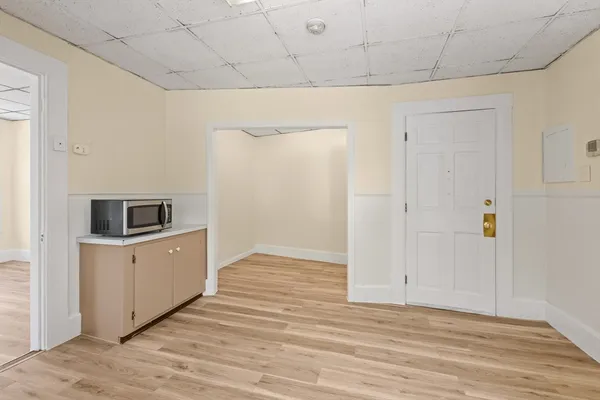 a view of a kitchen with a sink