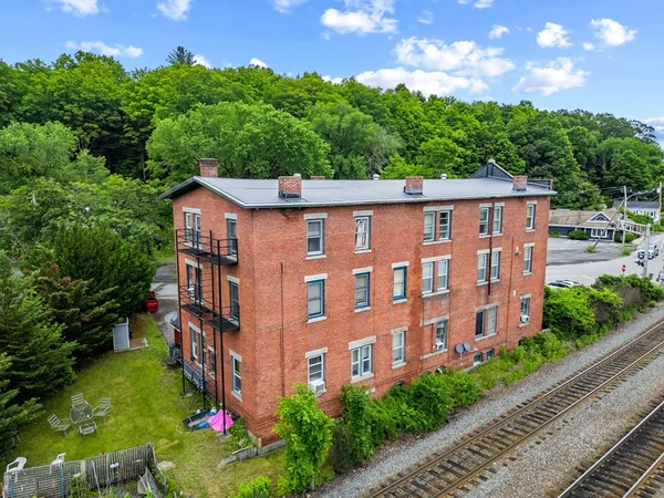 an aerial view of a house