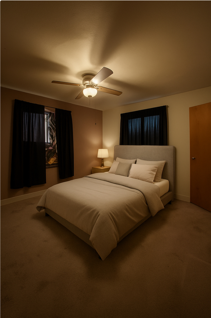 17218 Park Avenue Lansing, IL 60438 - Photo 9 of 19 a bedroom with a large bed and a chandelier