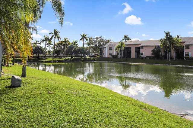 a view of a lake with houses