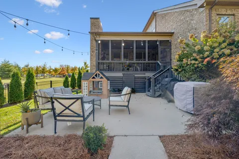 a view of patio area with seating space