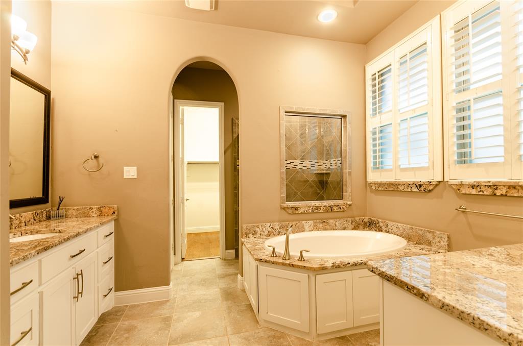 1863 Audubon Pond Way Allen, TX 75013 - Photo 23 of 40 a bathroom with a granite countertop tub sink and mirror