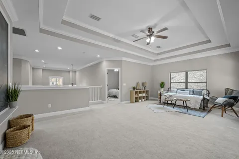 a view of a park with swings and slides