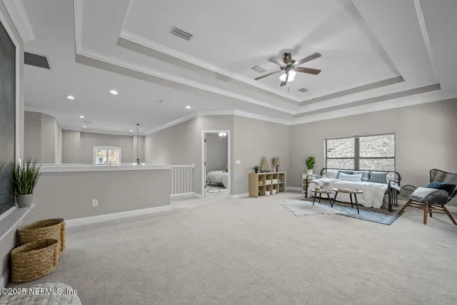 a view of a park with swings and slides