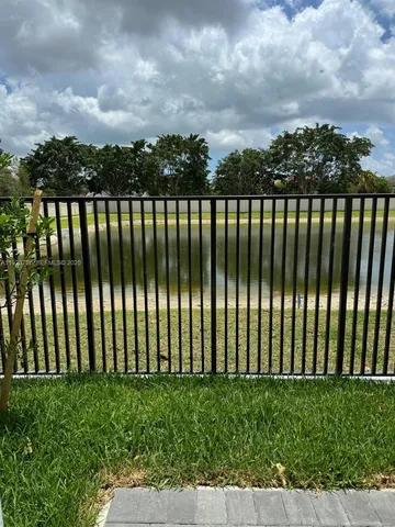 a view of a black gate