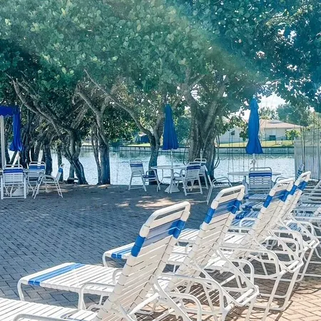 a view of a backyard with a patio