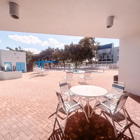 a outdoor space with furniture