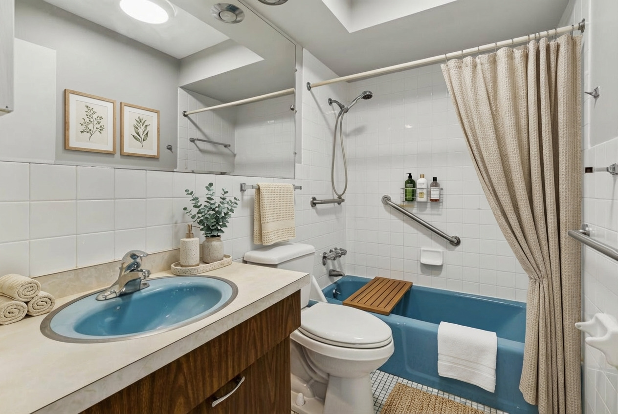 7801 Niles Center Road, Unit 102 Skokie, IL 60077 - Photo 16 of 20 a bathroom with a sink toilet and shower