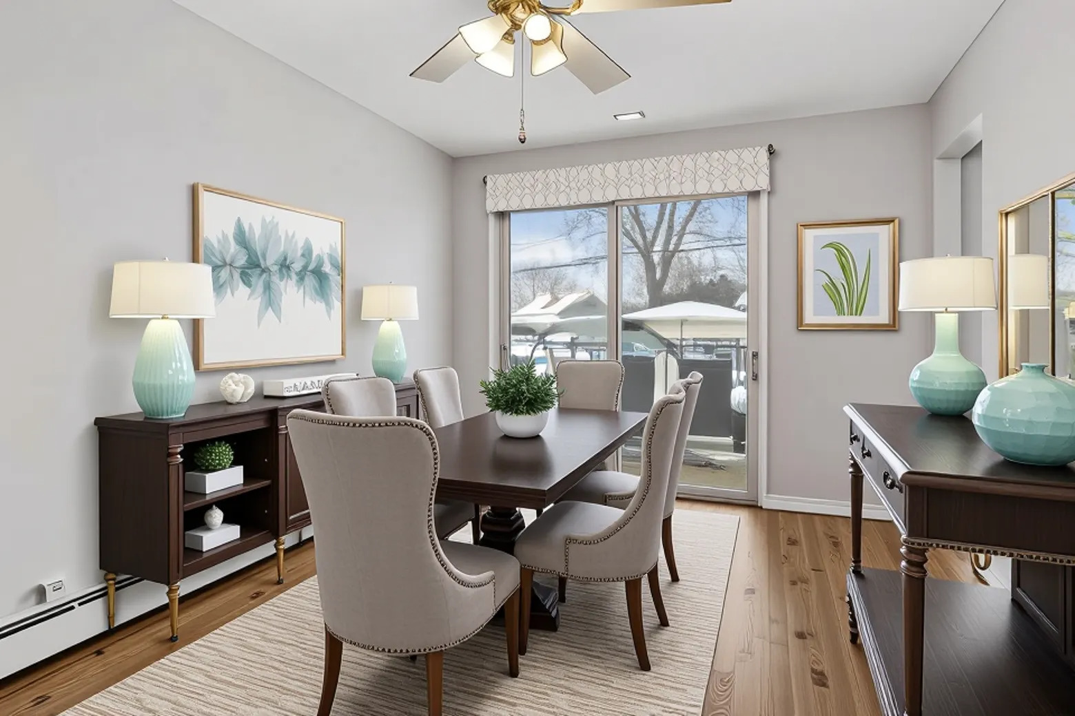 7801 Niles Center Road, Unit 102 Skokie, IL 60077 - Photo 5 of 20 a view of a dining room with furniture window and wooden floor