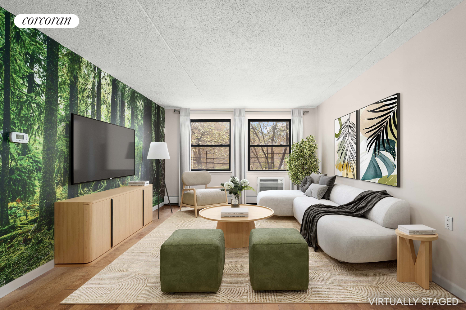 1901 Madison Avenue, Unit 218 Manhattan, NY 10035 - Photo 1 of 13 a living room with fireplace furniture and a flat screen tv