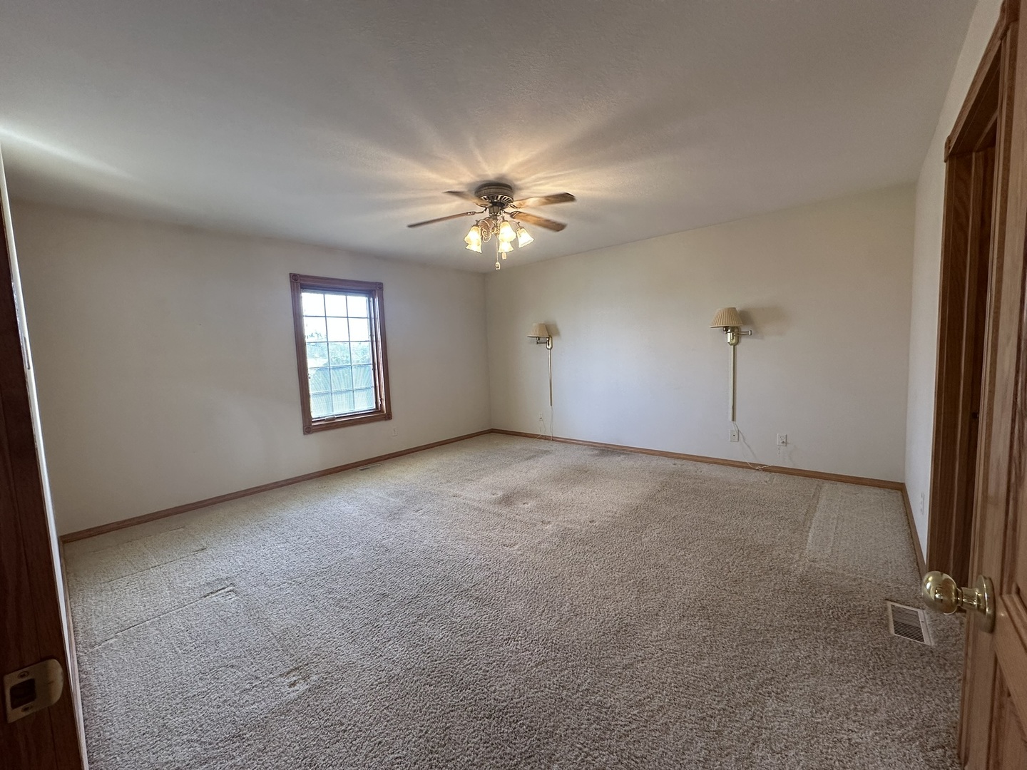1005 North Fox Run Villa Grove, IL 61956 - Photo 22 of 45 an empty room with windows and chandelier fan