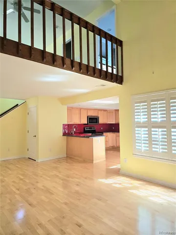 a view of a living room and bathroom