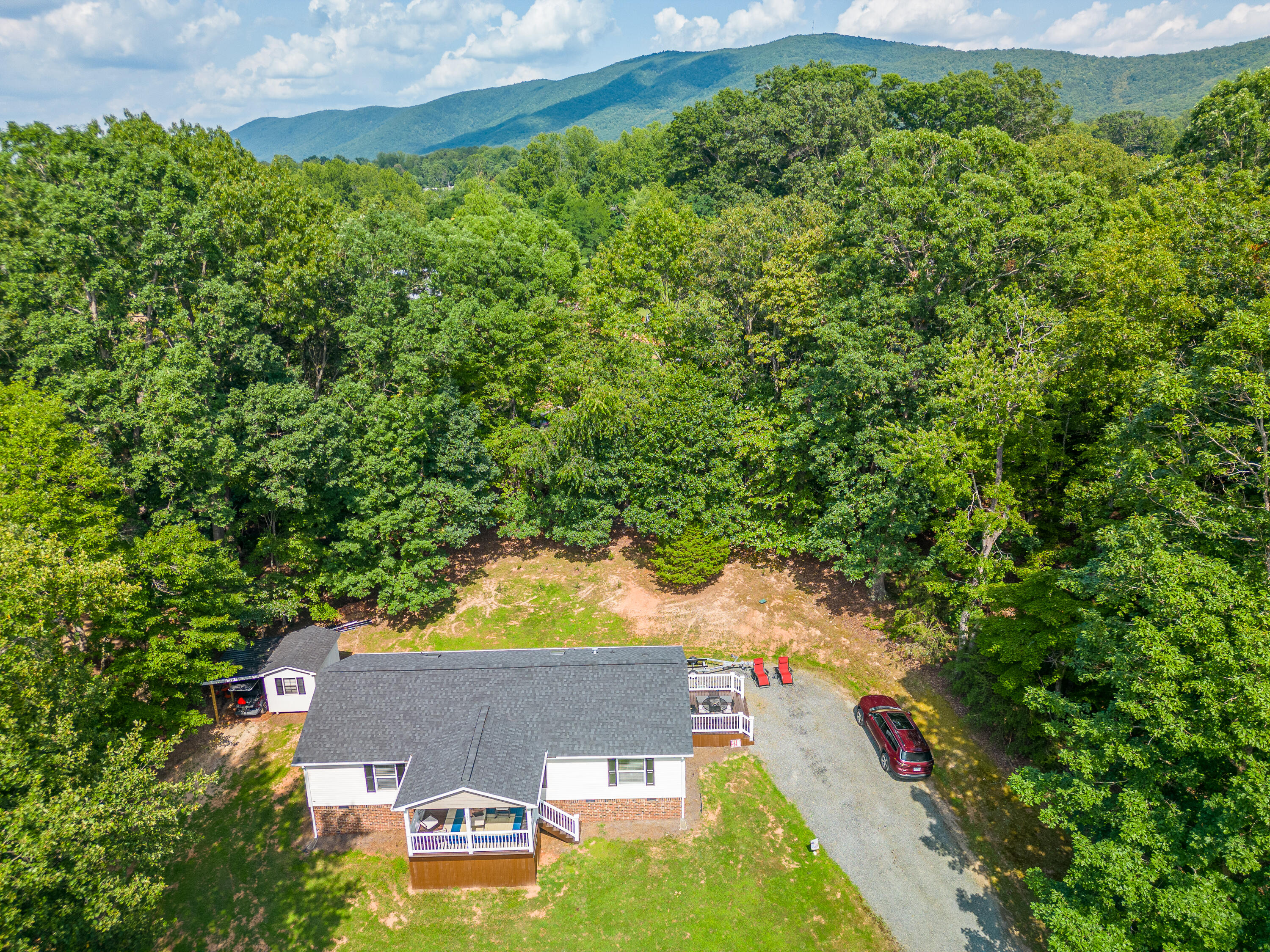 391 Cool Branch Road Penhook, VA 24137 - Photo 39 of 54 an aerial view of residential houses with outdoor space and trees all around