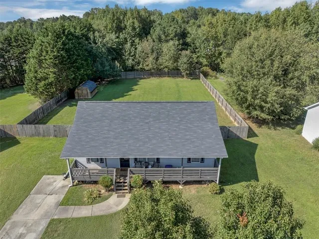an aerial view of a house