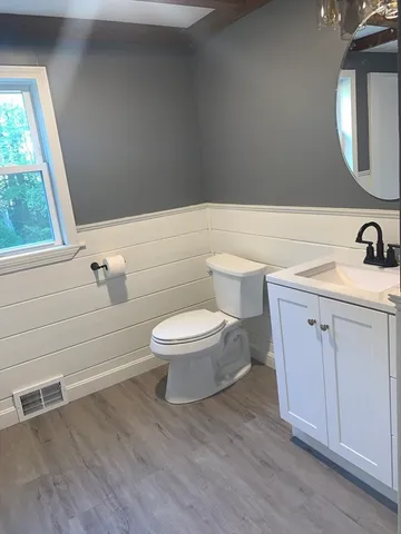 a bathroom with a bathtub