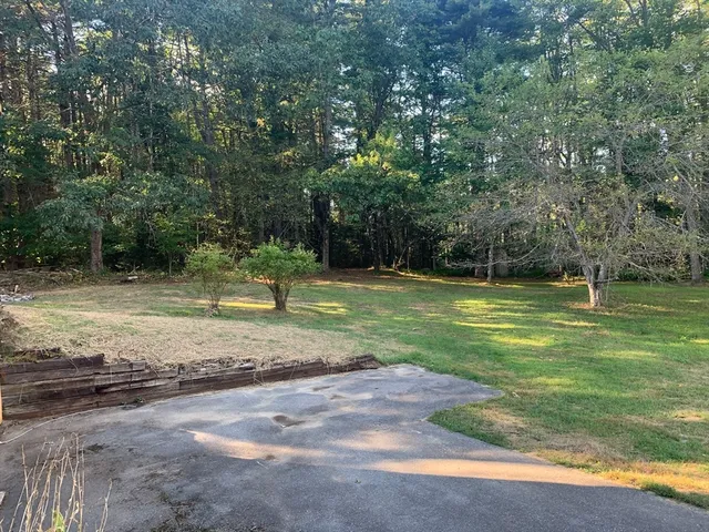 a view of a backyard with green space