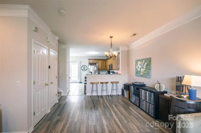 a view of a living room and dining room