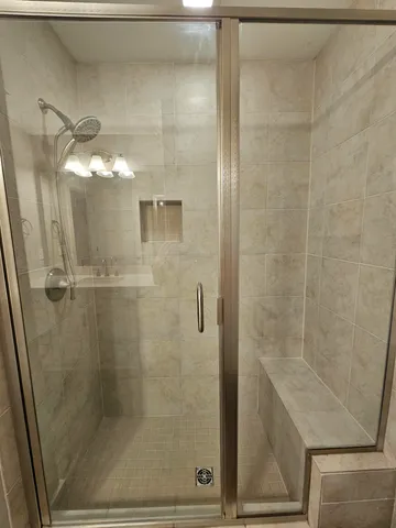 a bathroom with a shower