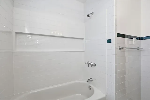 a bathroom with a bathtub