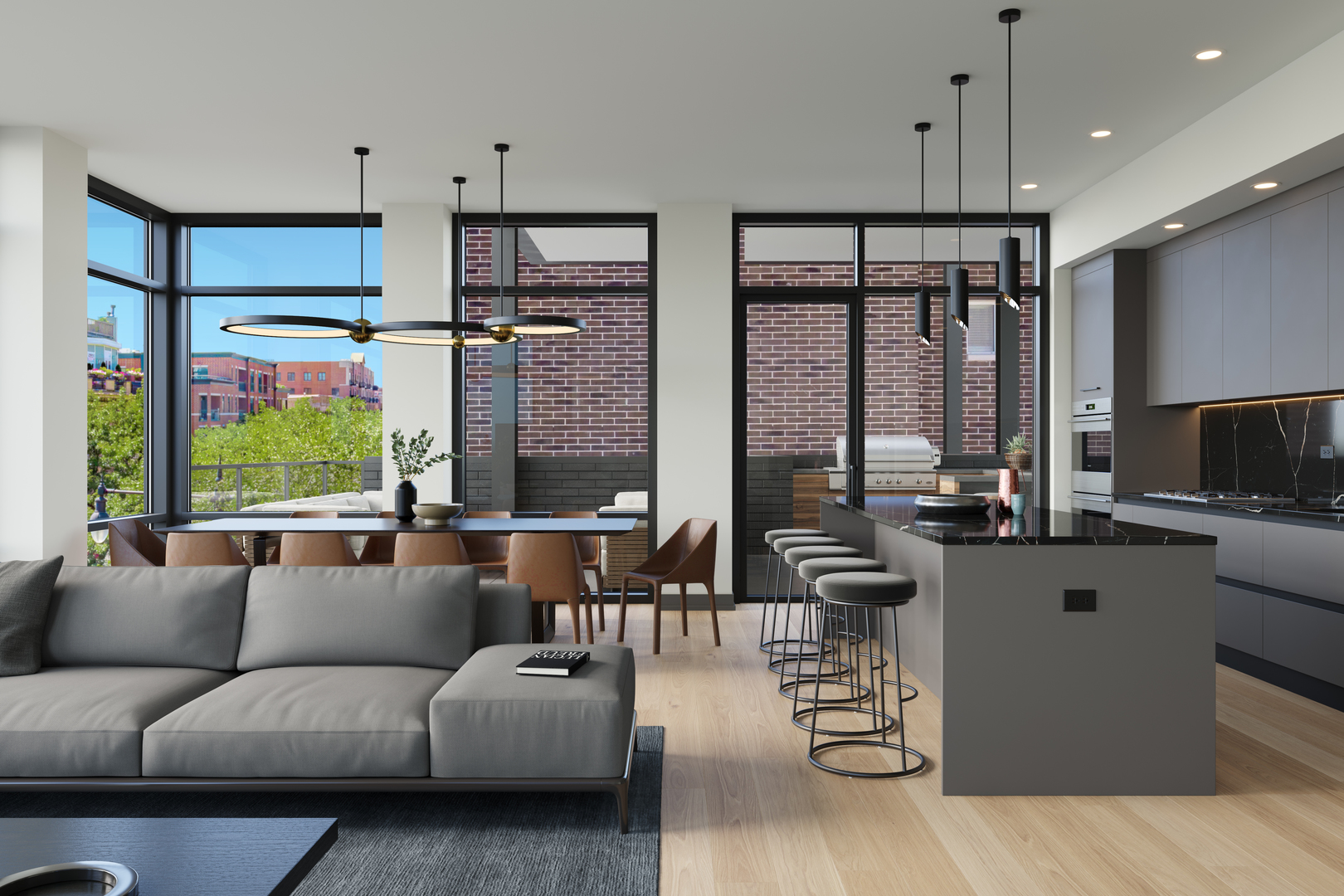 6 North Carpenter Street, Unit 2D Chicago, IL 60607 - Photo 6 of 9 a living room with furniture and a flat screen tv