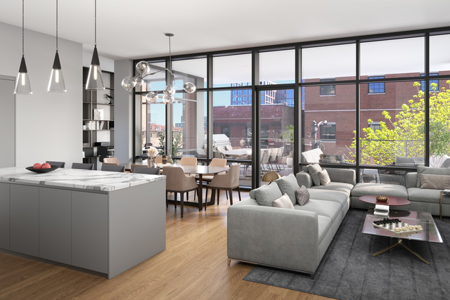 6 North Carpenter Street, Unit 2D Chicago, IL 60607 - Photo 9 of 9 a living room with furniture and a large window