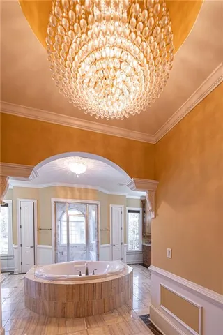 a view of a backyard with a large tree