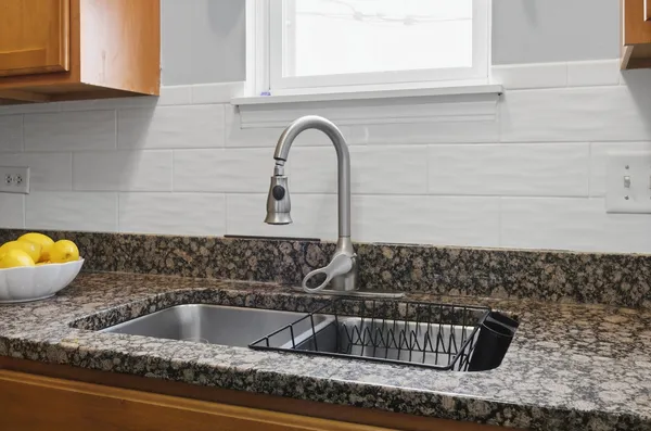 a close view of sink and tap