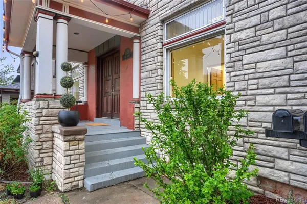 a potted plant sitting in front of a house