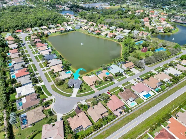 an aerial view of a house