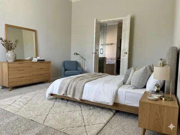 a bedroom with a bed and window