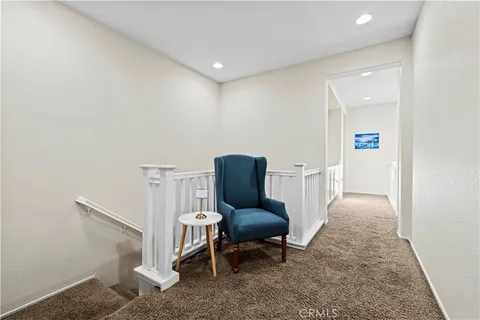 a workspace with furniture and a chair