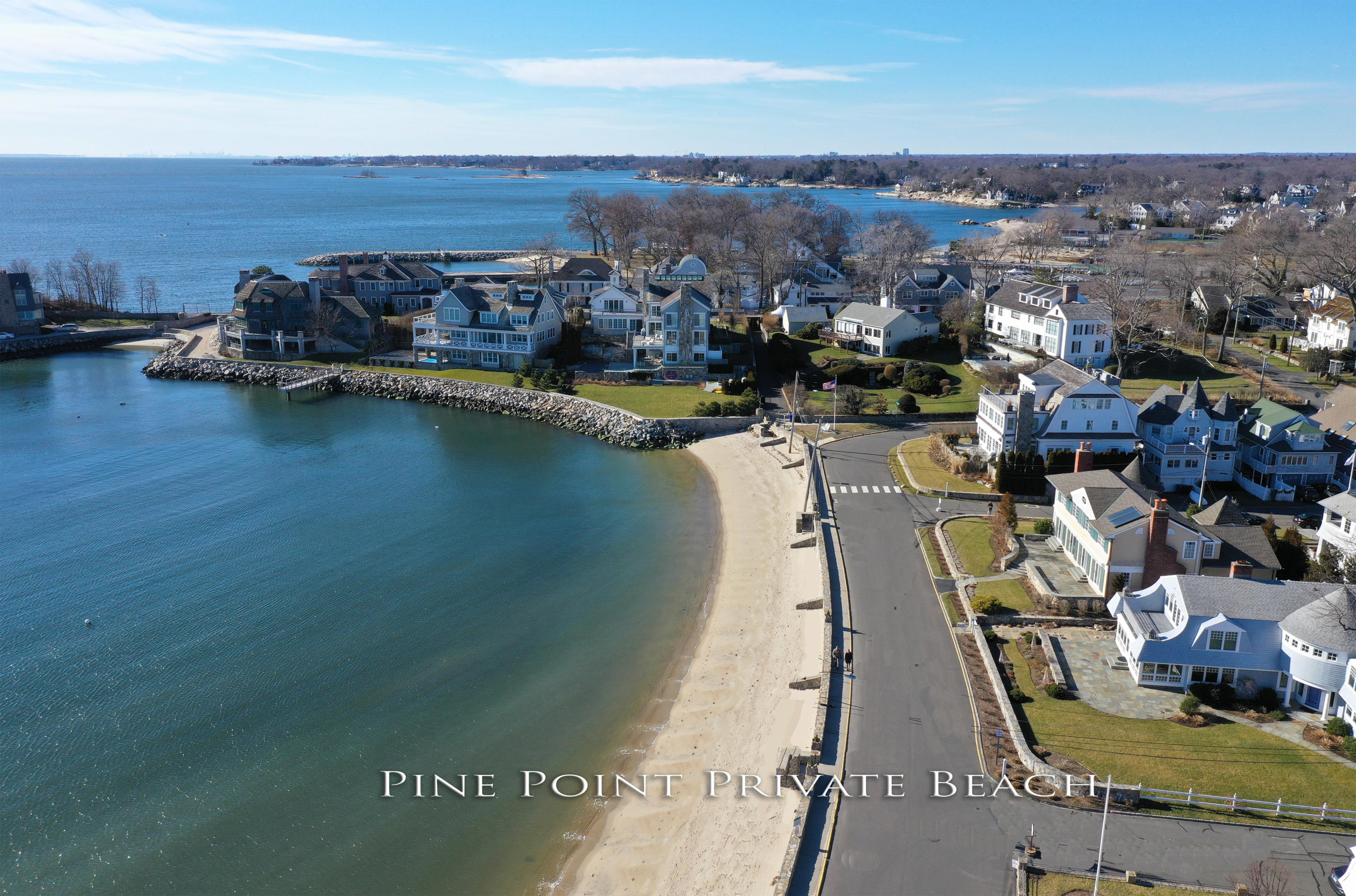 30 Pine Point Road Rowayton, CT 06853 - Photo 3 of 6 an aerial view of a house with a ocean view
