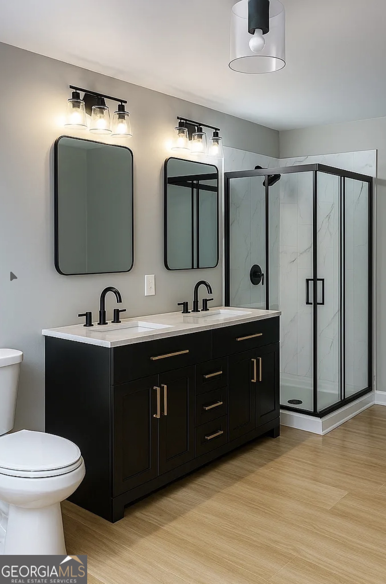 3 South Riversong Lane Alpharetta, GA 30022 - Photo 6 of 7 a bathroom with a double vanity sink and mirror