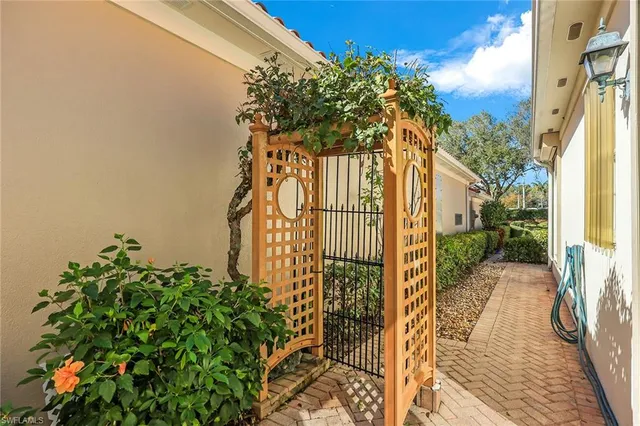 a view of a backyard with a tree
