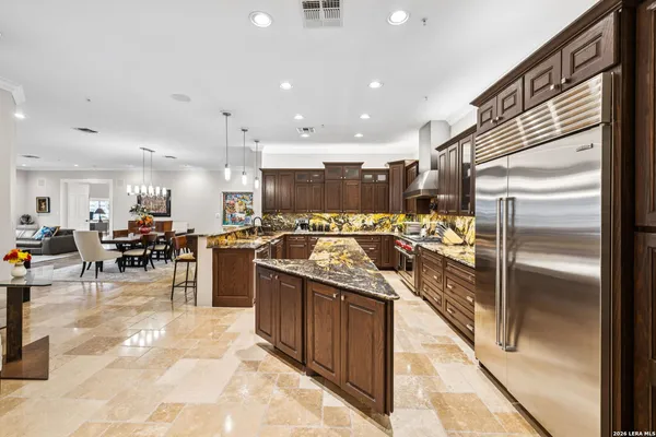 a kitchen with lots of counter top space