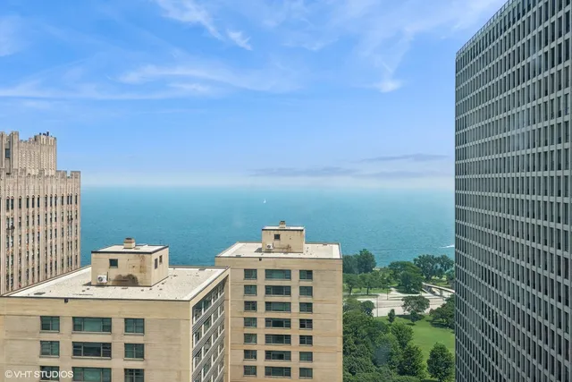 a view of a city that has tall buildings