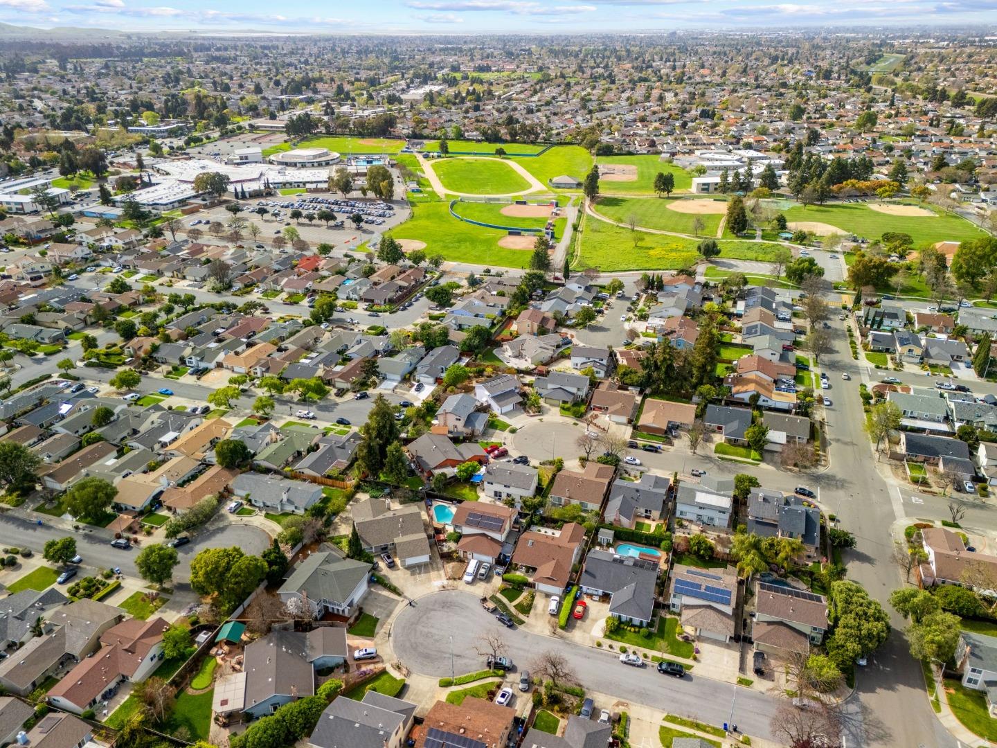 3585 Surry Place Fremont, CA 94536 - Photo 39 of 47 an aerial view of residential houses with outdoor space