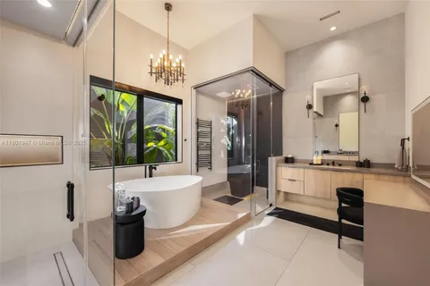 a kitchen with refrigerator and countertop