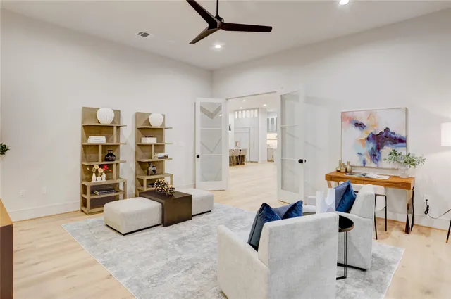 a living room with furniture and a couch