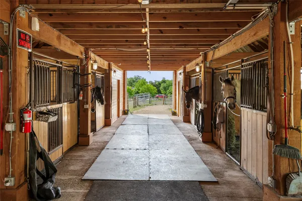 a view of a garden with a bench in front of the house