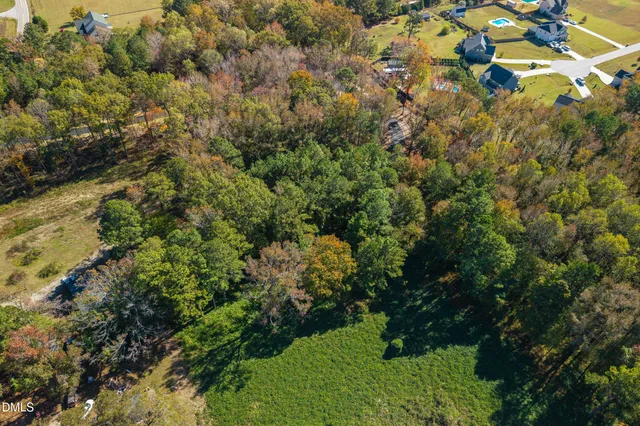 an aerial view of residential house with green space