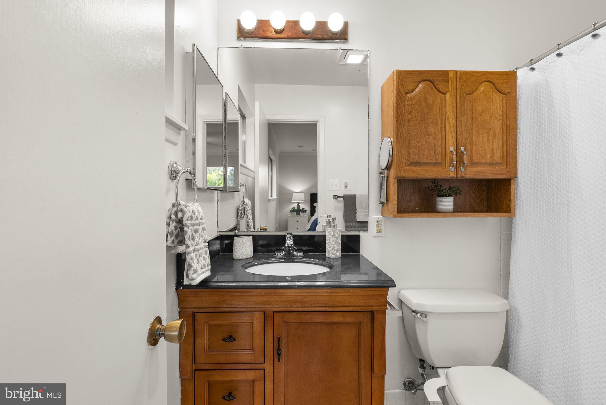 1503 Leister Drive Silver Spring, MD 20904 - Photo 30 of 58 a bathroom with a granite countertop toilet sink and mirror