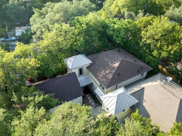 an aerial view of a house